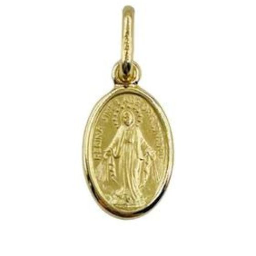 Collana con ciondolo medaglia Madonna Miracolosa oro giallo 18Kt