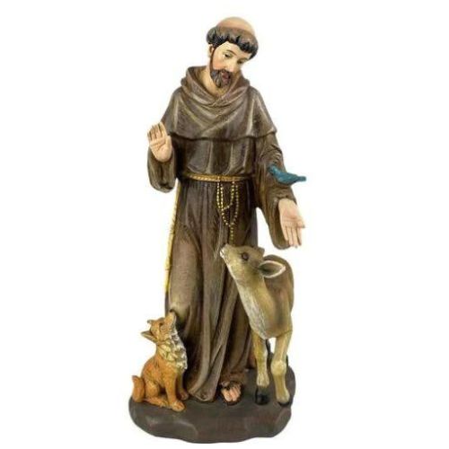 Statua San Francesco D’Assisi in pasta di legno cm20