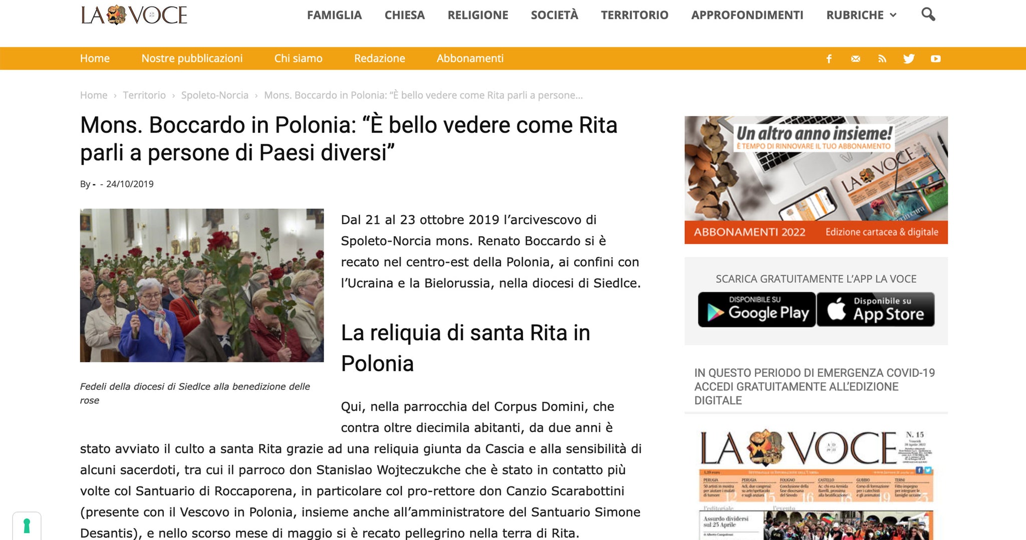 Mons. Boccardo in Polonia: “È bello vedere come Rita parli a persone di Paesi diversi”