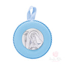 Sopraculla Santa Rita Argento Bilaminato ✨ Giostrina Religiosa per Culla Neonato