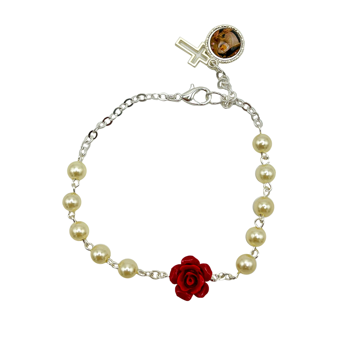 Bracciale Santa Rita perle e rosa