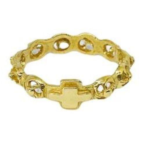 Anello Rosario grano a forma di rosa in oro giallo 18Kt