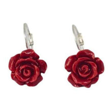 Orecchini monachella in argento 925 con rosa in pasta di corallo