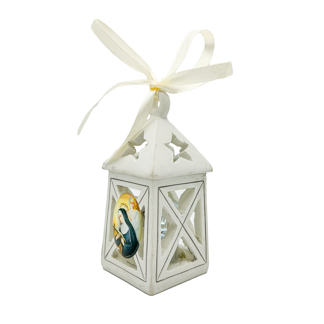 Lanterna Santa Rita in resina con luce led