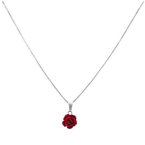 Collana in argento 925 con ciondolo rosa in pasta di corallo