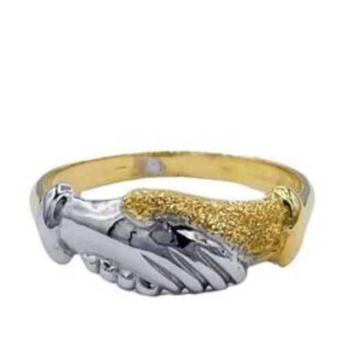 Fede di Santa Rita diamantata Oro Bianco e Giallo 750