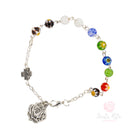 Bracciale Santa Rita con Gancio - Grani Vetro Colorato e Medaglia Rosa 🌹