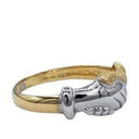 Fede di Santa Rita diamantata Oro Bianco e Giallo 18 kt