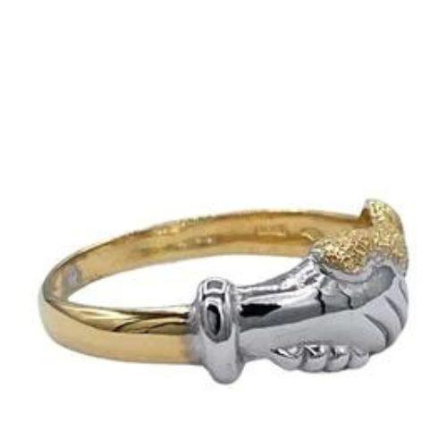 Fede di Santa Rita diamantata Oro Bianco e Giallo 18 kt