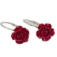 Orecchini monachella in argento 925 con rosa in pasta di corallo
