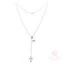 Rosario collana Santa Rita con grano in mezzo cristallo Rosa