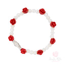 Bracciale Santa Rita Elastico Mani Preghiera Rose Perle