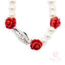 Bracciale Santa Rita Elastico Mani Preghiera Rose Perle