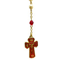 Rosario Cresima con perle e croce smaltata rossa