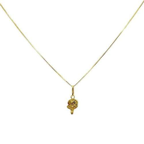 Collana con ciondolo a rosa in oro 18Kt