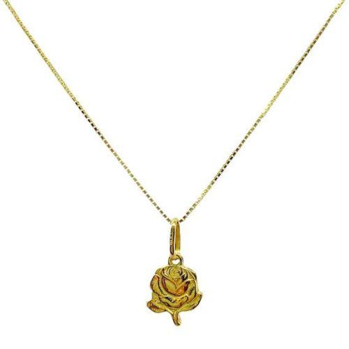 Collana con ciondolo a rosa in oro 18Kt