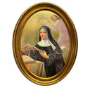 Quadro ovale Santa Rita con finiture in  foglia oro