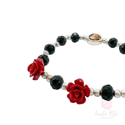 Bracciale rosario argento 925 cavetto palline rondelle ematite rosé Bracciale rosario argento 925 cavetto palline rondelle ematite rosé