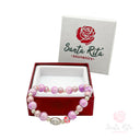 Bracciale Santa Rita elastico con grani perla e vetro