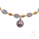Bracciale Santa Rita Elastico Legno Ulivo e Rosa Zama