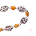 Bracciale Santa Rita Elastico Legno Ulivo e Rosa Zama
