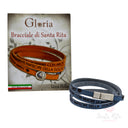 Bracciale Santa Rita Cuoio con Preghiera e Medaglia - Made in Italy
