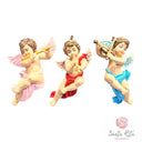 Set Trio Angeli Musicanti 14cm Resina Marmo Edizione Limitata