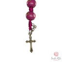 Bracciale Santa Rita in Corda con Grani in Fimo Floreale Viola e Croce  in Metallo 🌹