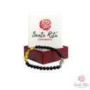 Bracciale Elastico Santa Rita con Grani in Vetro e Medaglia Due Facce Rosa e Santa Rita 🌹