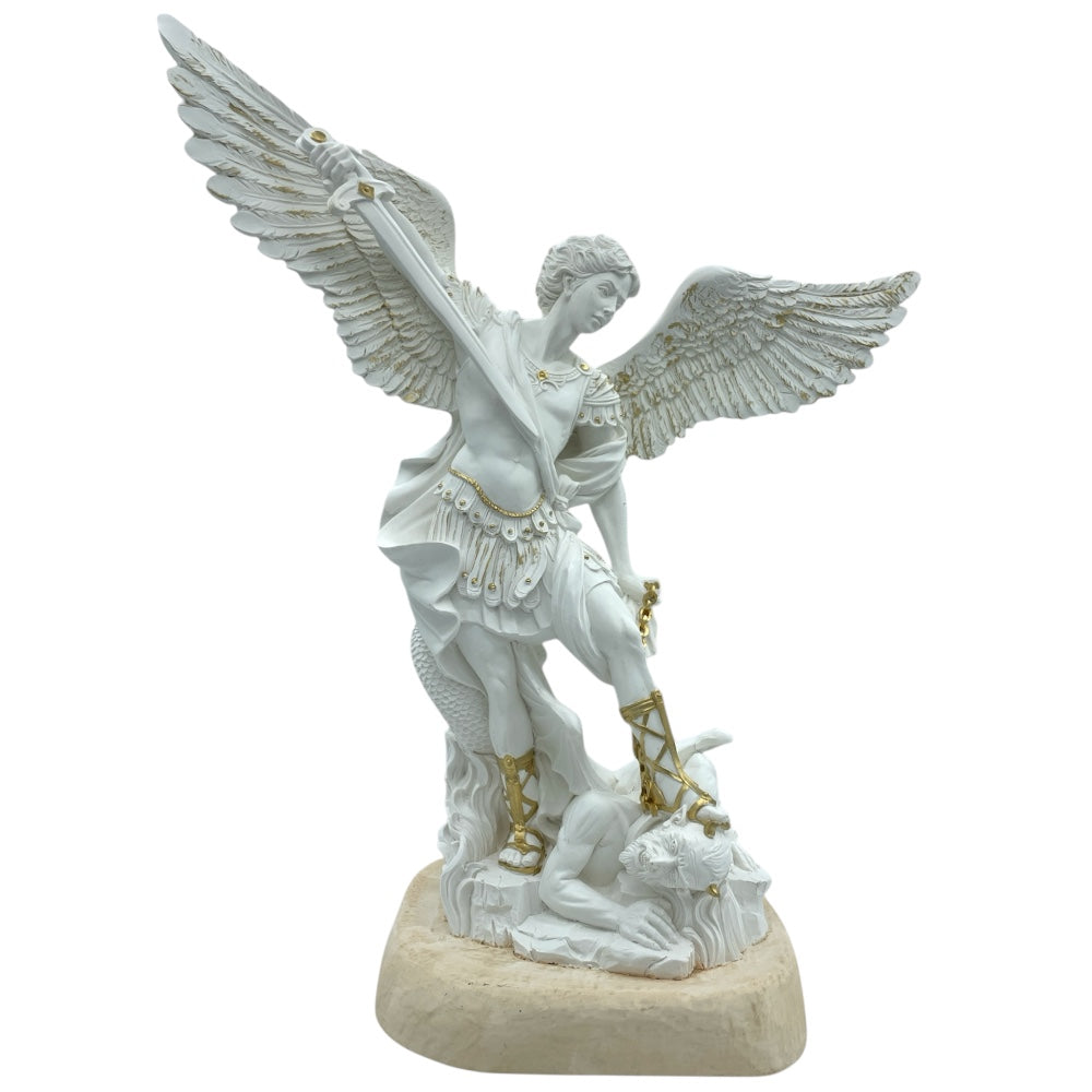 Statua San Michele Arcangelo resina bianca