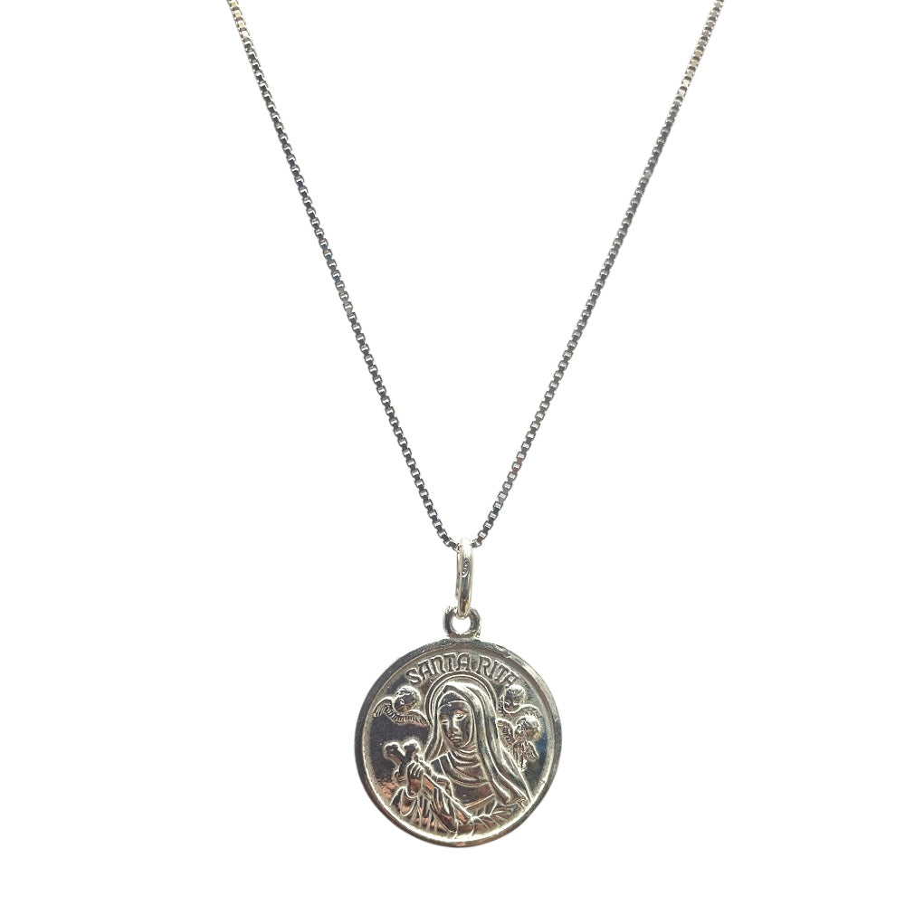 Collana medaglia Santa Rita Argento 925