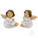 Angeli Resina Seduti 7cm Dipinti Mano - Set Bomboniere