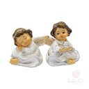 Angeli Resina Seduti 7cm Dipinti Mano - Set Bomboniere