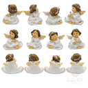 Angeli Resina Seduti 7cm Dipinti Mano - Set Bomboniere