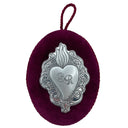 Cuore Votivo Ex Voto Argento 925 Velluto - Artigianale Made in Italy