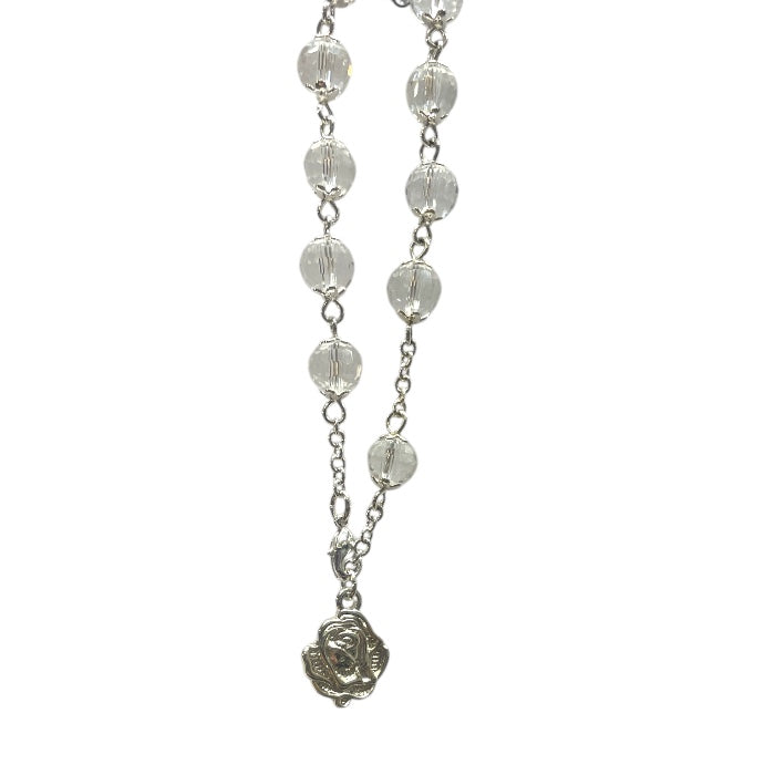 Bracciale con grano mezzo cristallo trasparente placcato in argento 925