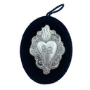 Cuore Votivo Ex Voto Argento 925 Velluto - Artigianale Made in Italy