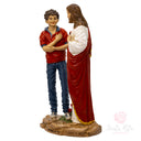 Scultura San Carlo Acutis Incontra Gesù 23cm Maestro Cassetta Resina Marmo