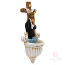 Acquasantiera Gesù Abbraccia Santa Rita 25cm Maestro Cassetta Resina Marmo