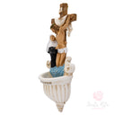 Acquasantiera Gesù Abbraccia Santa Rita 25cm Maestro Cassetta Resina Marmo