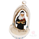 Acquasantiera Santa Rita Rose e Croce 13cm Maestro Cassetta Resina Marmo