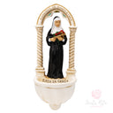 Acquasantiera Santa Rita Rose e Croce 17cm Maestro Cassetta Resina Marmo