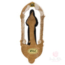 Acquasantiera Santa Rita Rose e Croce 17cm Maestro Cassetta Resina Marmo