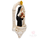 Acquasantiera Arco Santa Rita Rose Croce 28cm Maestro Cassetta Resina Marmo