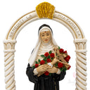 Acquasantiera Arco Santa Rita Rose Croce 28cm Maestro Cassetta Resina Marmo