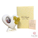 Cuore con Rose Santa Rita da Cascia Resina Bianca e Oro