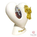 Cuore con Rose Santa Rita da Cascia Resina Bianca e Oro