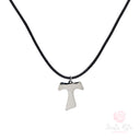 Collana Tau San Francesco Acciaio Inox ✨ Ciondolo Francescano Pax et Bonum con Cordino