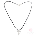 Collana Tau San Francesco Acciaio Inox ✨ Ciondolo Francescano Pax et Bonum con Cordino