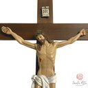 Crocifisso in Legno di Noce Massello con Corpo in Resina Dipinto a Mano 55cm